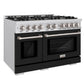 ZLINE 48" 6.7 cu. ft. Select Double Oven Dual Fuel Range with 8 Burners in Stainless Steel with Black Matte Doors, HDR-BLM-48