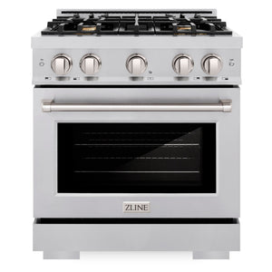 ZLINE 30" 4.2 cu. ft. Select Dual Fuel Range withs in Stainless Steel with 4 Brass Burners, HDR-BR-30