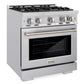 ZLINE 30" 4.2 cu. ft. Select Dual Fuel Range withs in Stainless Steel with 4 Brass Burners, HDR-BR-30