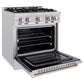 ZLINE 30" 4.2 cu. ft. Select Dual Fuel Range withs in Stainless Steel with 4 Brass Burners, HDR-BR-30