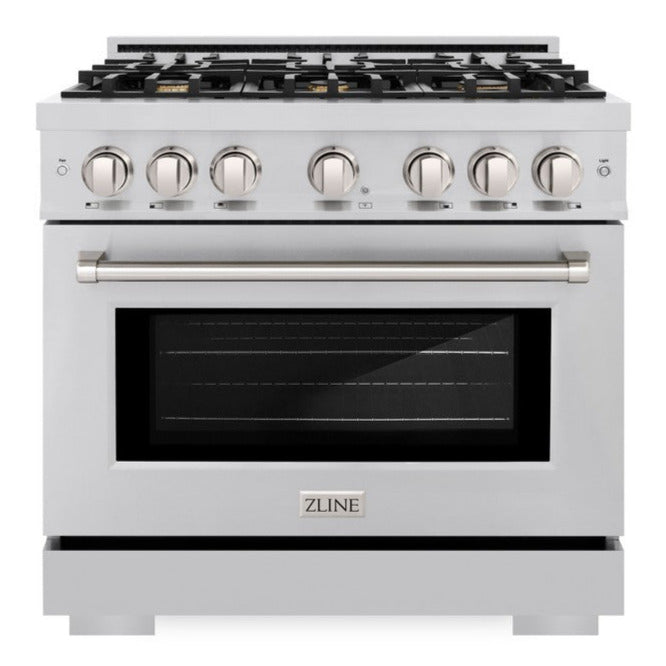 ZLINE 36" 5.2 cu. ft. Select Dual Fuel Range withs in Stainless Steel with 6 Brass Burners, HDR-BR-36