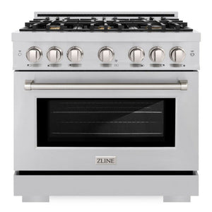 ZLINE 36" 5.2 cu. ft. Select Dual Fuel Range withs in Stainless Steel with 6 Brass Burners, HDR-BR-36