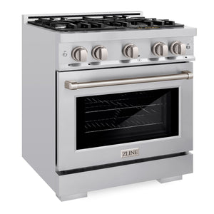 ZLINE 30" 4.2 cu. ft. Select Dual Fuel Range with 4 Burners in Stainless Steel, HDR30