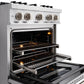 ZLINE 30" 4.2 cu. ft. Select Dual Fuel Range with 4 Burner Gas Cooktop and Electric Convection Oven in Satin Stainless Steel, HDRS-30