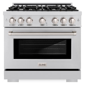 ZLINE 36" 5.2 cu. ft. Select Dual Fuel Range with 6 Burners in Stainless Steel, HDR36