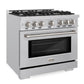 ZLINE 36" 5.2 cu. ft. Select Dual Fuel Range with 6 Burners in Stainless Steel, HDR36
