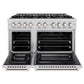 ZLINE 48" 6.7 cu. ft. Select Double Oven Dual Fuel Range with 8 Burner Gas Cooktop in Satin Stainless Steel, HDRS-48