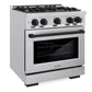 ZLINE Autograph 30" 4.2 cu. ft. Select Dual Fuel Range with 4 Burners in Stainless Steel with Matte Black Accents, HDRZ-30-MB