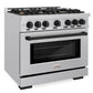 ZLINE Autograph 36" 5.2 cu. ft. Select Dual Fuel Range with 6 Burners in Stainless Steel with Matte Black Accents, HDRZ-36-MB