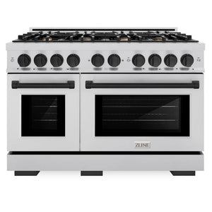 ZLINE Autograph 48" 6.7 cu. ft. Select Double Oven Dual Fuel Range with 8 Burners in Stainless Steel and Matte Black Accents, HDRZ-48-MB