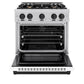 ZLINE Autograph 30" 4.2 cu. ft. Select Dual Fuel Range with 4 Burner Gas Cooktop and Electric Convection Oven in Satin Stainless Steel with White Matte Door and Matte Black Accents, HDRSZ-WM-30-MB