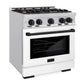 ZLINE Autograph 30" 4.2 cu. ft. Select Dual Fuel Range with 4 Burners in Stainless Steel with White Matte Door and Matte Black Accents, HDRZ-WM-30-MB
