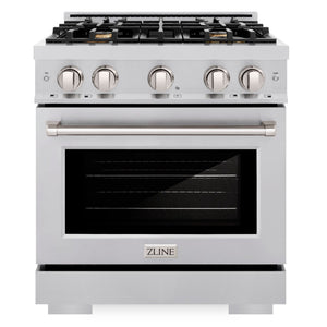 ZLINE 30" 4.2 cu. ft. Select Gas Range with Convection Gas Oven in Stainless Steel with 4 Brass Burners, HGR-BR-30