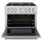 ZLINE 36" 5.2 cu. ft. Select Gas Range with Convection Gas Oven in Stainless Steel with 6 Brass Burners, HGR-BR-36