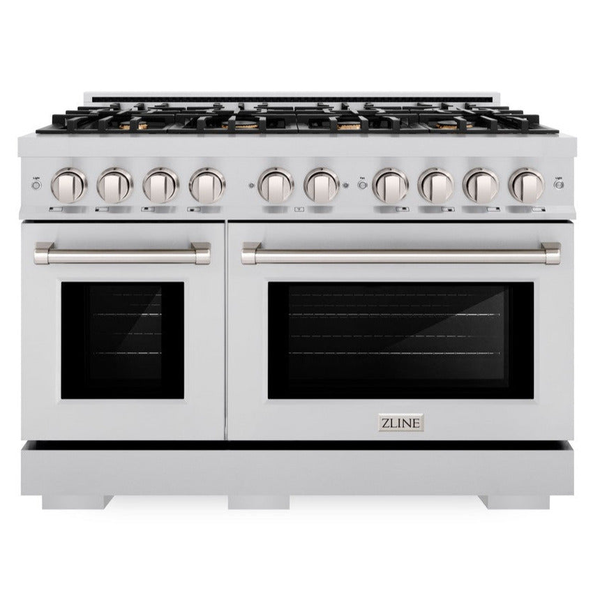 ZLINE 48" 6.7 cu. ft. Select Double Oven Gas Range in Stainless Steel with 8 Brass Burners, HGR-BR-48