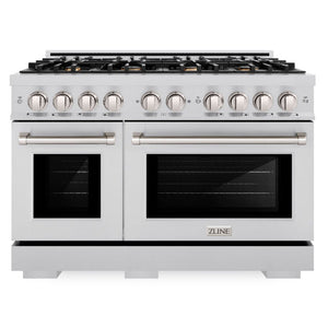 ZLINE 48" 6.7 cu. ft. Select Double Oven Gas Range in Stainless Steel with 8 Brass Burners, HGR-BR-48