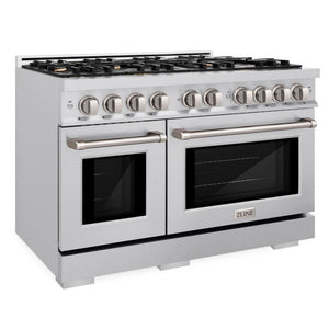 ZLINE 48" 6.7 cu. ft. Select Double Oven Gas Range in Stainless Steel with 8 Brass Burners, HGR-BR-48