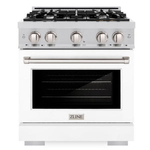 ZLINE 30" 4.2 cu. ft. Select Gas Range with 4 Burners in Stainless Steel with White Matte Door, HGR-WM-30