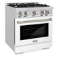 ZLINE 30" 4.2 cu. ft. Select Gas Range with 4 Burners in Stainless Steel with White Matte Door, HGR-WM-30