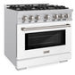 ZLINE 36" 5.2 cu. ft. Select Gas Range with 6 Burners in Stainless Steel with White Matte Door, HGR-WM-36