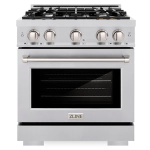 ZLINE 30" 4.2 cu. ft. Select Gas Range with 4 Burner Cooktop and Convection Gas Oven in Satin Stainless Steel, HGRS-30