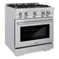 ZLINE 30" 4.2 cu. ft. Select Gas Range with 4 Burner Cooktop and Convection Gas Oven in Satin Stainless Steel, HGRS-30