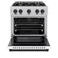 ZLINE Autograph 30" 4.2 cu. ft. Select Gas Range with 4 Burners in Stainless Steel with White Matte Door and Matte Black Accents, HGRZ-WM-30-MB