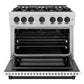 ZLINE Autograph 36" 5.2 cu. ft. Select Gas Range with 6 Burners in Stainless Steel with White Matte Door and Matte Black Accents, HGRZ-WM-36-MB