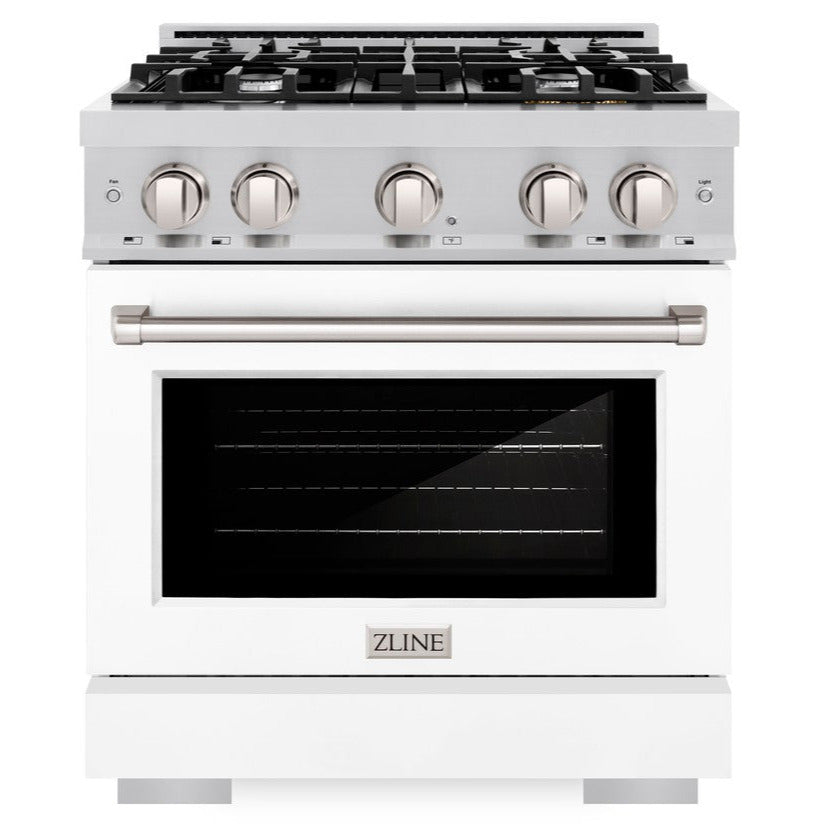 ZLINE 30" 4.2 cu. ft. Select Dual Fuel Range with 4 Burners in Stainless Steel with White Matte Door, HDR-WM-30