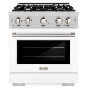ZLINE 30" 4.2 cu. ft. Select Dual Fuel Range with 4 Burners in Stainless Steel with White Matte Door, HDR-WM-30