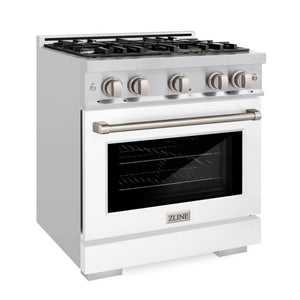 ZLINE 30" 4.2 cu. ft. Select Dual Fuel Range with 4 Burners in Stainless Steel with White Matte Door, HDR-WM-30