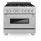 ZLINE 36" 4.6 cu. ft. Legacy Dual Fuel Range with 6 Burner Gas Cooktop and Electric Convection Oven in Satin Stainless Steel with Griddle, RAS-SN-GR-36