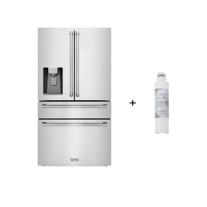 ZLINE 36" 21.6 cu. ft. French Door Refrigerator with Water and Ice Dispenser and Water Filter in Stainless Steel, RFM-W-WF-36