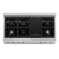 ZLINE 48" Legacy Gas Rangetop with 6 Brass Burners and Porcelain Cooktop in Satin Stainless Steel with Griddle, RTS-BR-GR-48