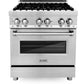 ZLINE Appliance Package - 30 in. Dual Fuel Range, Range Hood, 3 Rack Dishwasher, Refrigerator, 4KPR-RARH30-DWV