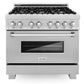 ZLINE 36 in. Dual Fuel Range & 36 in. Range Hood in Satin Stainless Steel Appliance Package, 2KP-RASSNRH36