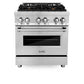 ZLINE 30" 4.0 cu. ft. Gas Burner, Electric Oven with Griddle and Brass Burners in Stainless Steel, RA-BR-GR-30