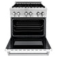 ZLINE 30" 4.0 cu. ft. Gas Burner, Electric Oven with Griddle and White Matte Door in Stainless Steel, RA-WM-GR-30