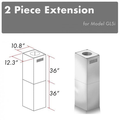 ZLINE 2-36 in. Chimney Extensions for 10 ft-12 ft. Ceiling - 2PCEXT-GL5i