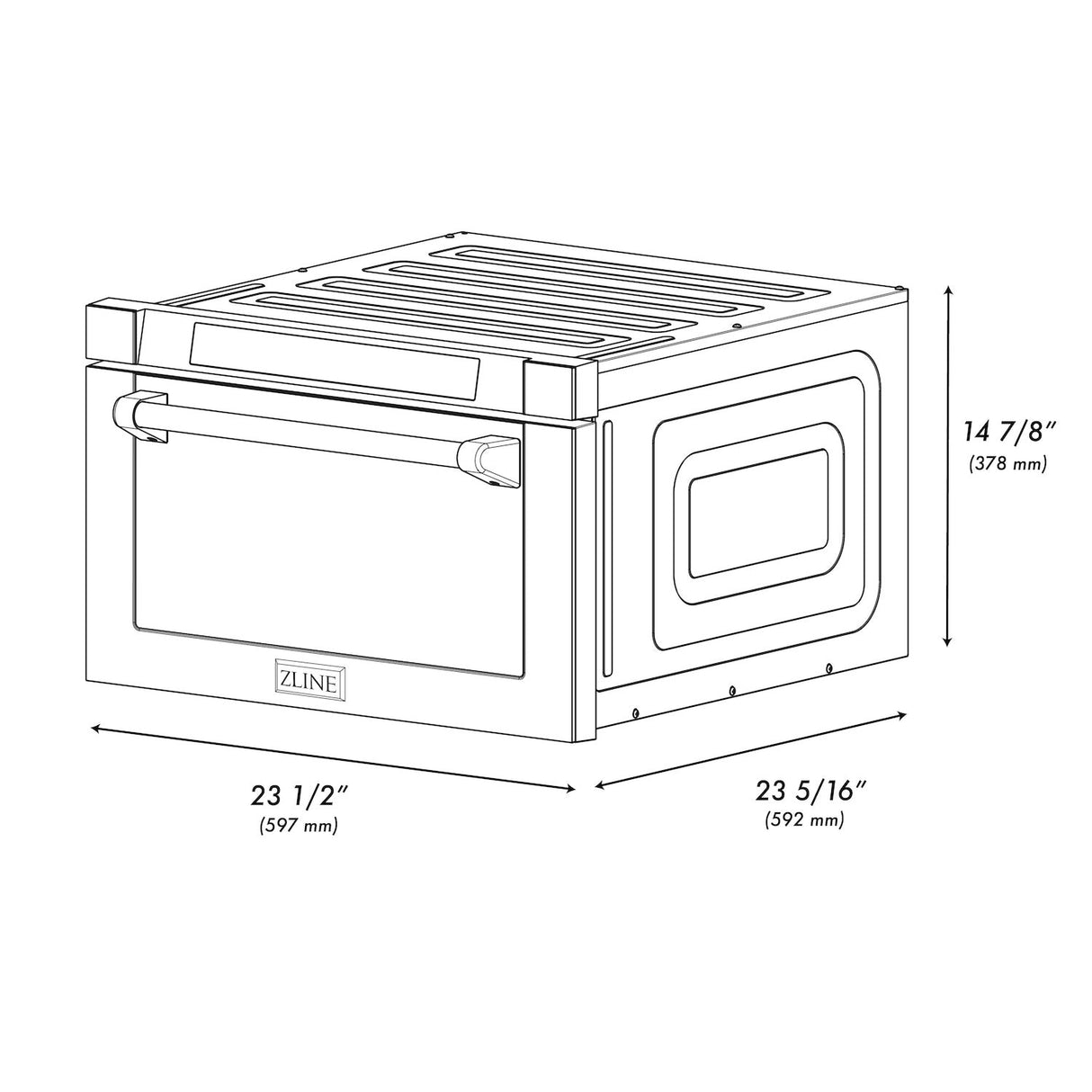 ZLINE 24" Built-in Microwave Drawer with a Traditional Handle in Stainless Steel