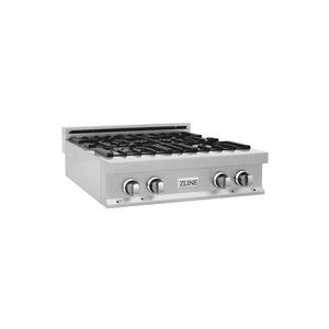 ZLINE 30" Legacy Gas Rangetop with 4 Burners and Porcelain Cooktop in Satin Stainless Steel with Griddle, RTS-GR-30