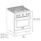 ZLINE 30" 4.2 cu. ft. Paramount Gas Range with 4 Burner Cooktop and Convection Gas Oven in Satin Stainless Steel with White Matte Door, SGRS-WM-30