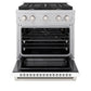 ZLINE 30" 4.2 cu. ft. Paramount Gas Range with 4 Burner Cooktop and Convection Gas Oven in Satin Stainless Steel with White Matte Door, SGRS-WM-30