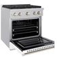 ZLINE 30" 4.2 cu. ft. Paramount Gas Range with 4 Burner Cooktop and Convection Gas Oven in Satin Stainless Steel with White Matte Door, SGRS-WM-30