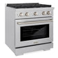ZLINE 30" 4.2 cu. ft. Paramount Gas Range with 4 Burner Cooktop and Convection Gas Oven in Satin Stainless Steel, SGRS-30