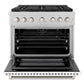 ZLINE 36" 5.2 cu. ft. Paramount Gas Range with 6 Burner Cooktop and Convection Gas Oven in Satin Stainless Steel with White Matte Door, SGRS-WM-36