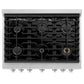 ZLINE 36" 5.2 cu. ft. Paramount Gas Range with 6 Burner Cooktop and Convection Gas Oven in Satin Stainless Steel with White Matte Door, SGRS-WM-36