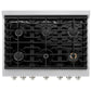 ZLINE 36" 5.2 cu. ft. Paramount Gas Range with 6 Burner Cooktop and Convection Gas Oven in Satin Stainless Steel with Black Matte Door, SGRS-BLM-36