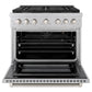 ZLINE 36" 5.2 cu. ft. Paramount Gas Range with Convection Gas Oven in Satin Stainless Steel with 6 Brass Burners, SGRS-BR-36