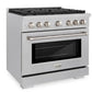 ZLINE 36" 5.2 cu. ft. Paramount Gas Range with Convection Gas Oven in Satin Stainless Steel with 6 Brass Burners, SGRS-BR-36